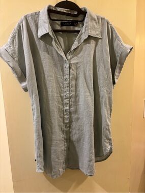 Lauren Ralph Lauren Pale Blue Linen Button-Front Tunic